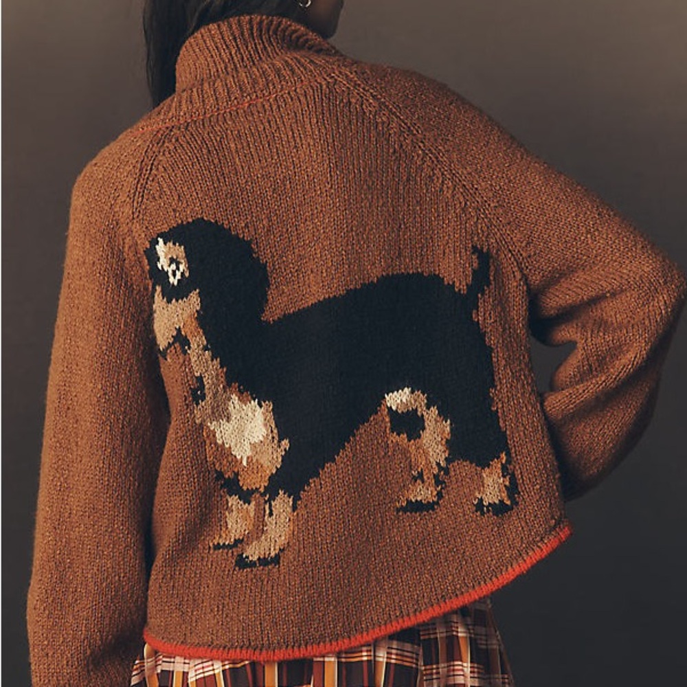 ANTHROPOLOGIE X PILCRO Dog Icon Sweater, Size XS